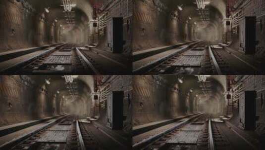 地下火车站附近的空铁路隧道高清在线视频素材下载