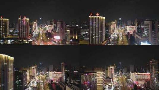 航拍广东东莞鸿福路夜景高清在线视频素材下载