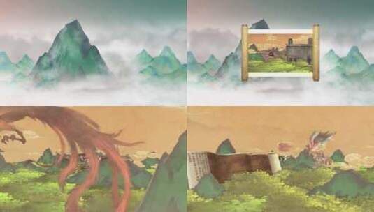 中华五千年历朝历代文明发展中国风卷轴动画高清在线视频素材下载