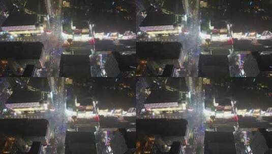 湖南长沙五一商圈夜景人流车流航拍高清在线视频素材下载