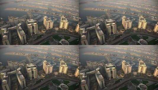 在日出时从上面探索迪拜的城市景观，展示令高清在线视频素材下载