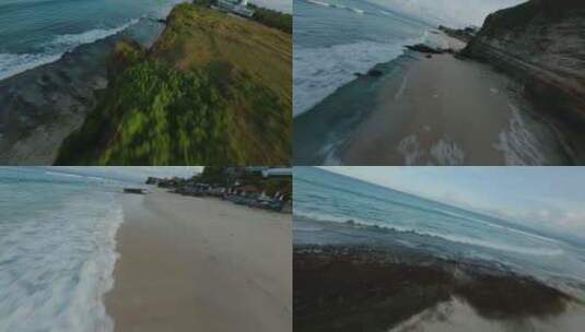 FPV拍摄海滩海浪高清在线视频素材下载