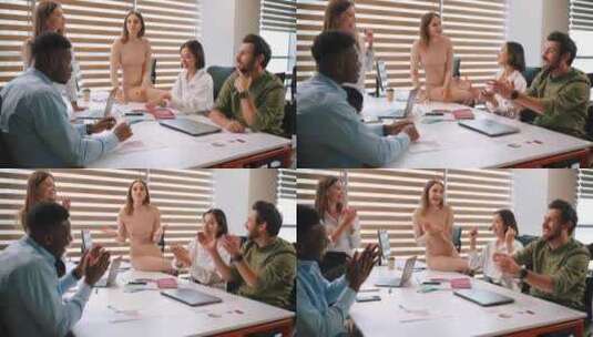 同事，会议，庆祝，办公室高清在线视频素材下载