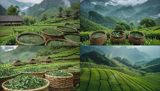 茶园茶场茶厂茶叶茶山春茶红茶绿茶采茶摘茶高清在线视频素材下载