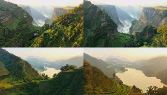 自然风光美丽祖国大好河山美景风景航拍高清在线视频素材下载