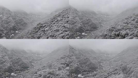 山村雪景俯瞰全景 浙西天池高清在线视频素材下载