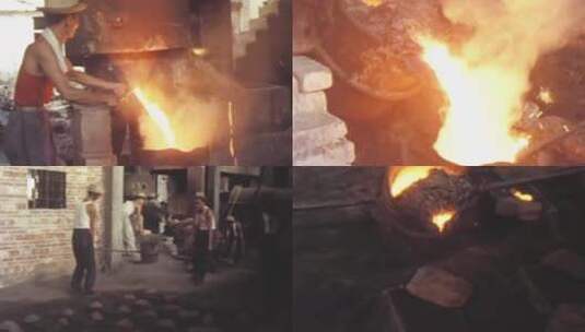 70年代80年代炼钢厂集体经济高清在线视频素材下载