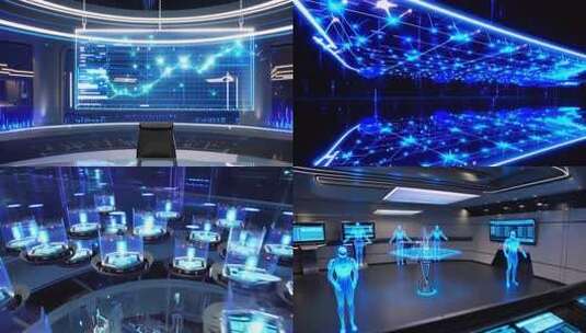 蓝色科技粒子隧道背景高清在线视频素材下载