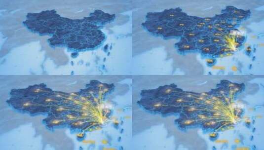 汕头市澄海区辐射全国网络地图高清AE视频素材下载
