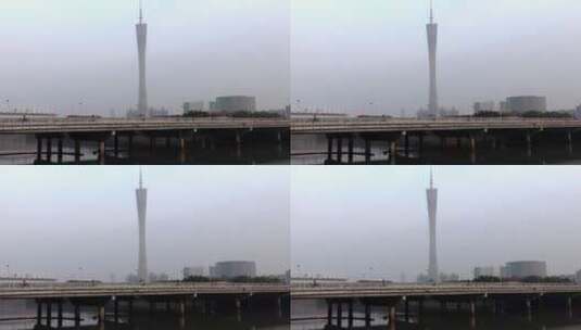 广州珠江河对岸的广州塔高清在线视频素材下载