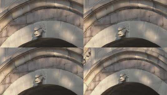 推出镜头北京圆明园内的石拱桥上的雕塑特写高清在线视频素材下载