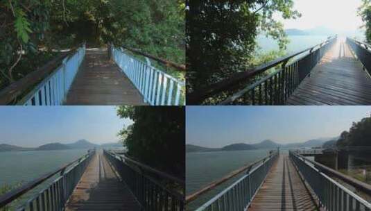 杭州青山湖骑行第一视角高清在线视频素材下载