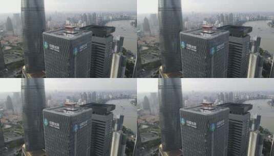 上海陆家嘴外滩黄浦江轮渡地标建筑4K航拍高清在线视频素材下载
