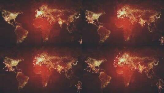 红色世界地图网络辐射发散高清在线视频素材下载