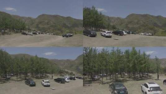 露营山谷里停放的车辆dlog5高清在线视频素材下载