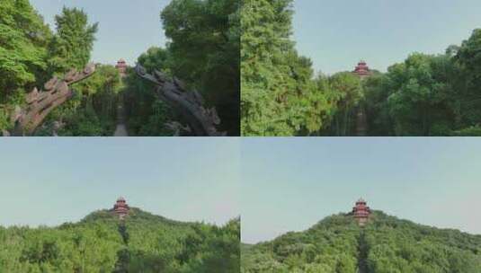 武汉东湖风景区，楚天台直推上升镜头高清在线视频素材下载