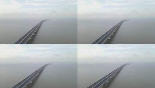 上海崇明长江口大风车长江大桥4K航拍高清在线视频素材下载