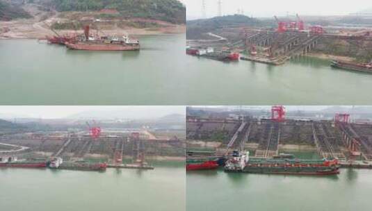 长江货运码头轮船高清在线视频素材下载