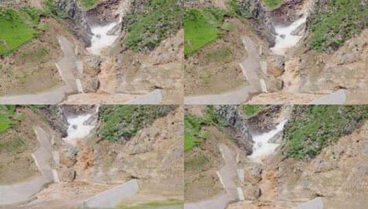 峡谷里的河流与水库泄洪高清在线视频素材下载