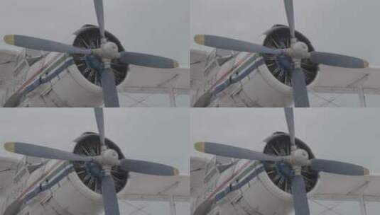 飞机螺旋桨特写侧面角度LOG高清在线视频素材下载