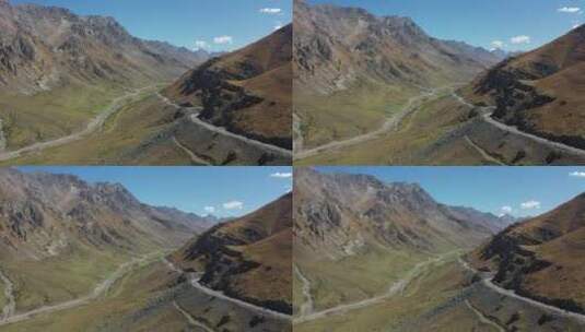 新疆独库公路高山草甸森林自然风光航拍高清在线视频素材下载
