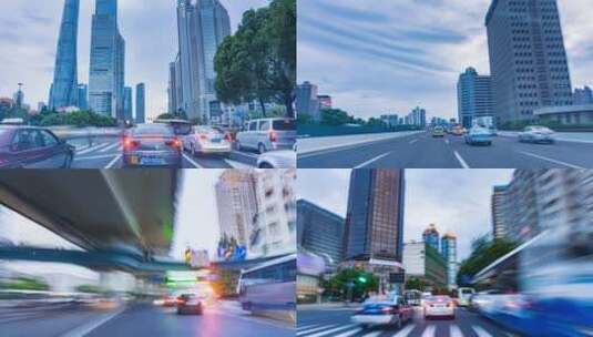 上海城市街道车流延时高清在线视频素材下载