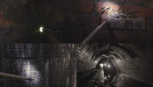 英国威尔士水道的运河隧道建筑等安全性检查高清在线视频素材下载
