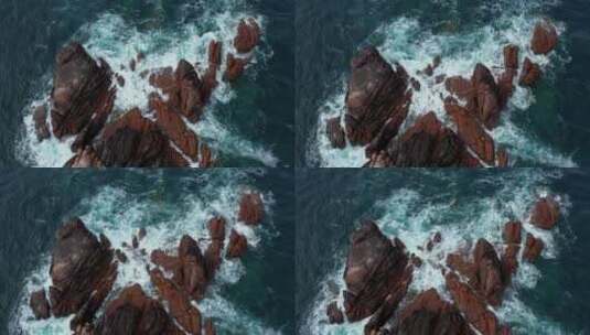 航拍悬崖海水海景氛围高清在线视频素材下载