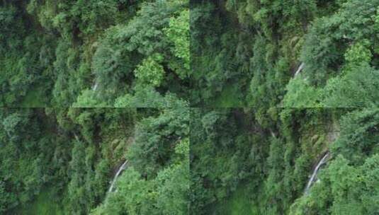 四川彭州蟠龙谷高山瀑布夏季航拍风景高清在线视频素材下载