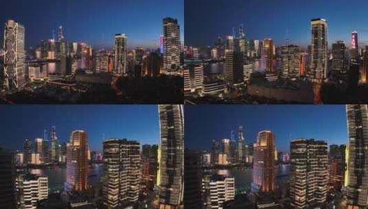 浦西北外滩建筑航拍夜景高清在线视频素材下载