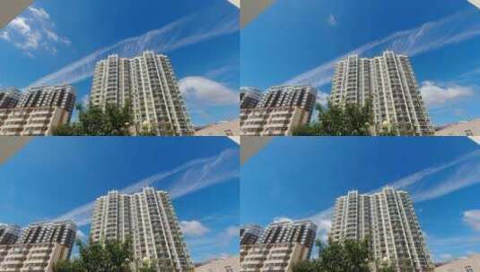 城市居民住宅高楼蓝天白云延时高清在线视频素材下载