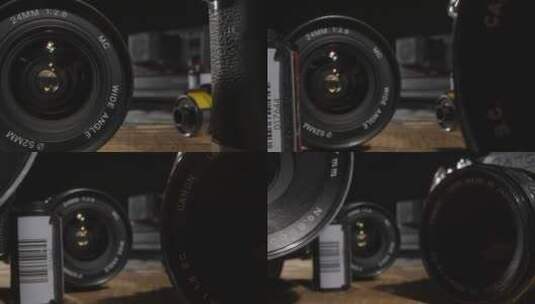 滑动拍摄老式相机和镜头高清在线视频素材下载