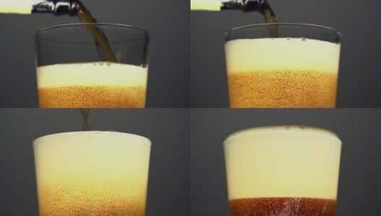 超慢动作倒入的啤酒特写高清在线视频素材下载