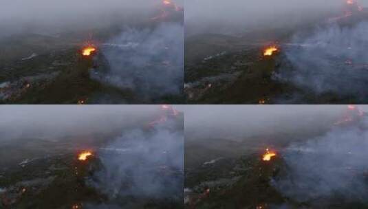 航拍喷发的火山景观高清在线视频素材下载