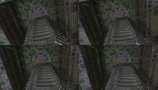 4K实拍万寿寺大殿内藻井砖塔高清在线视频素材下载