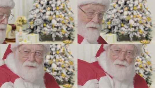 圣诞树前的圣诞老人高清在线视频素材下载