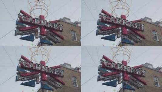 伦敦卡纳比街头的圣诞路灯装饰高清在线视频素材下载