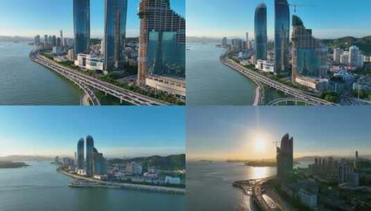4K航拍厦门世贸金融中心双子塔合集2高清在线视频素材下载