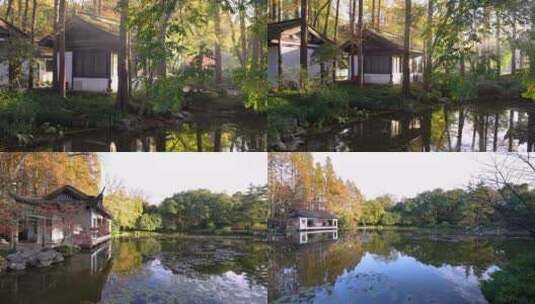 杭州西湖植物园花草建筑树林4K实拍视频高清在线视频素材下载