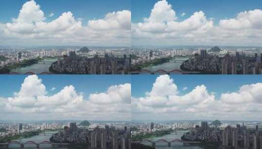 4k 航拍柳州柳江两岸城市现代建筑景观高清在线视频素材下载