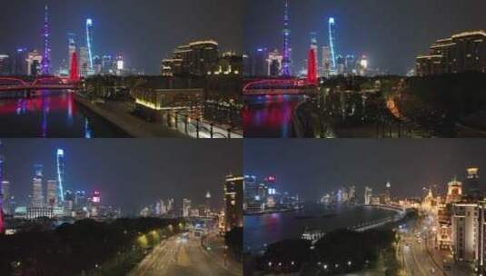 上海外滩沿岸夜景2022年3月30日浦西封控前高清在线视频素材下载