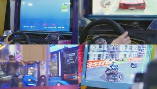 电玩游戏厅机车游戏赛车4k视频素材高清在线视频素材下载