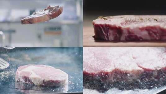 西餐厅煎牛排制作升格镜头高清在线视频素材下载