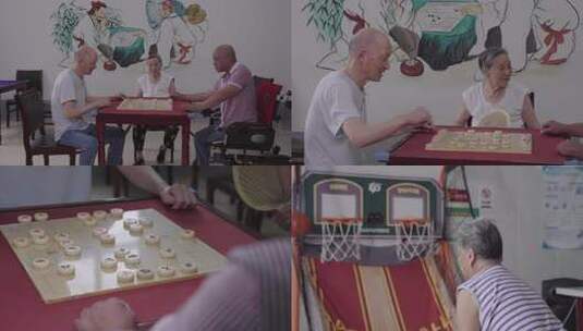 养老院老龄 幸福晚 老人  老人下棋老人健身高清在线视频素材下载