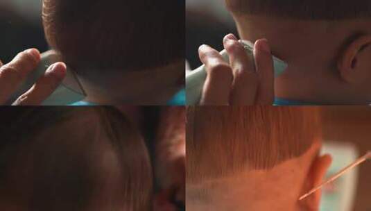 4K幼儿理发剪头发头发造型特写实拍视频高清在线视频素材下载