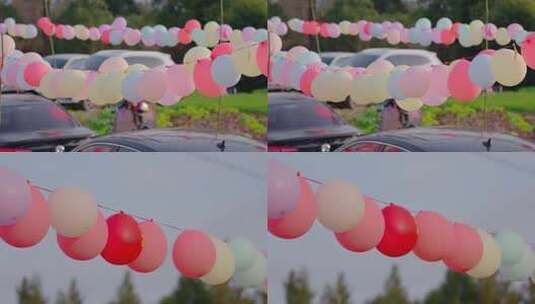 农村结婚气球场景布置高清在线视频素材下载