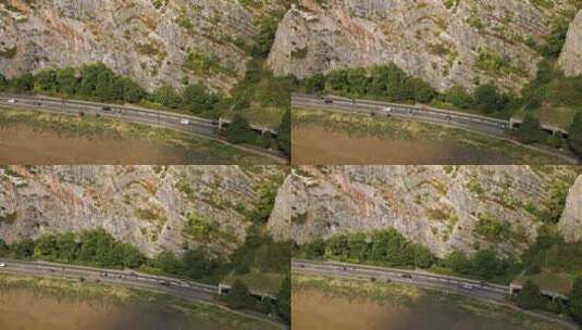 俯瞰雅芳河边的道路和悬崖高清在线视频素材下载