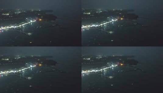 涠洲岛南湾夜景航拍 广西北海高清在线视频素材下载