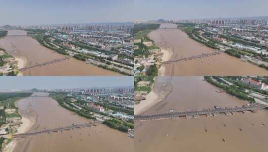 济南百里黄河风景区航拍高清在线视频素材下载