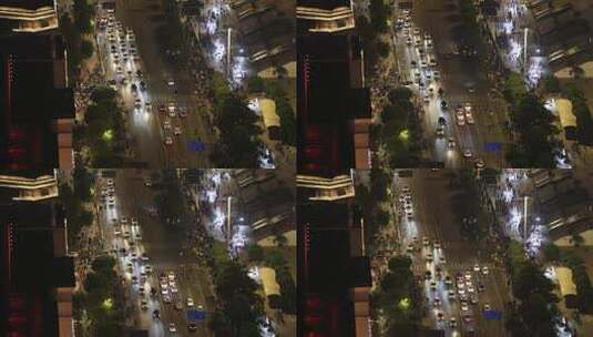 武汉汉口江滩城市夜景车水马龙高清在线视频素材下载